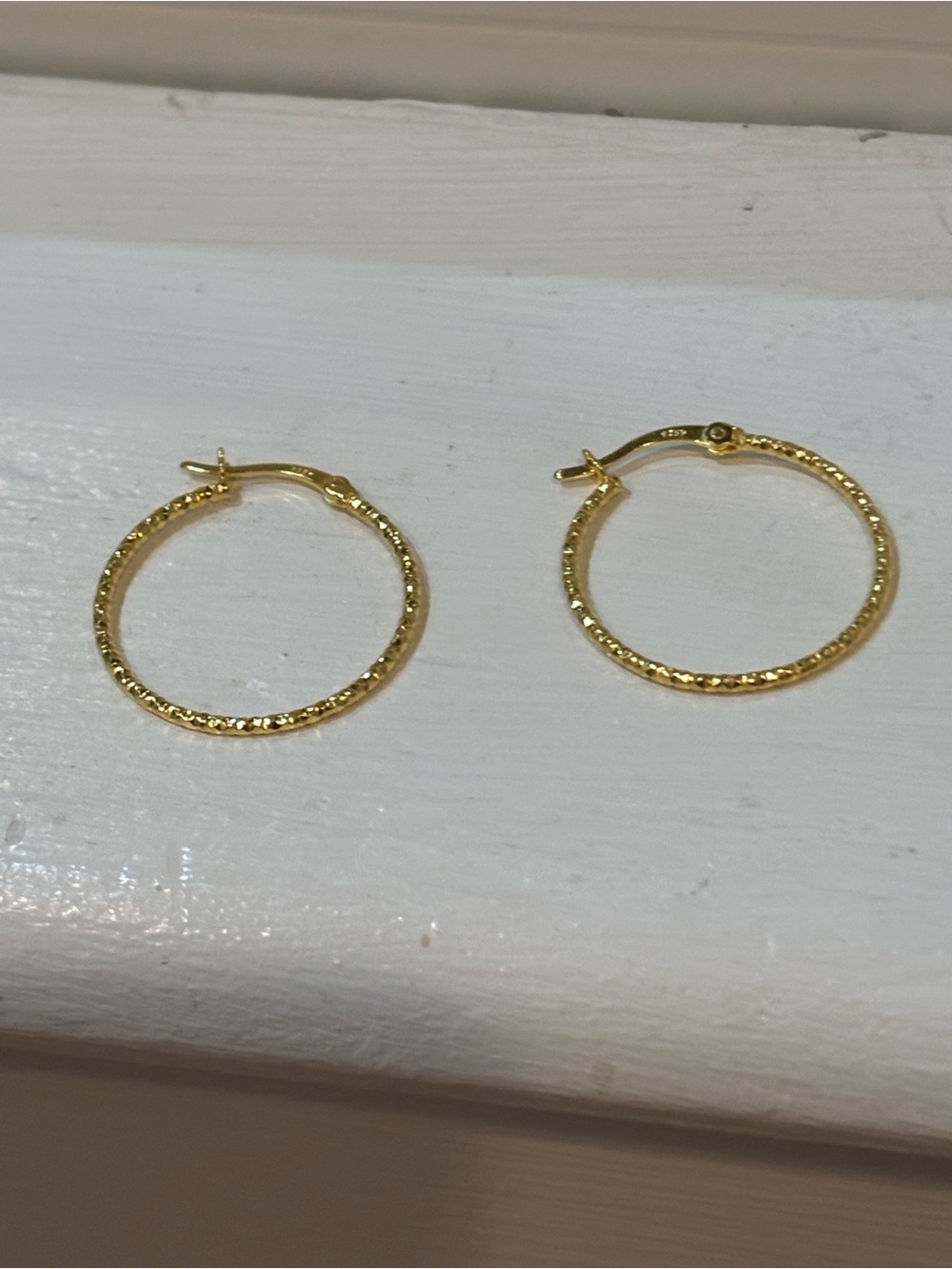 Classic Textured Gold sterling silver Hoop Earrings - Women's Jewelry